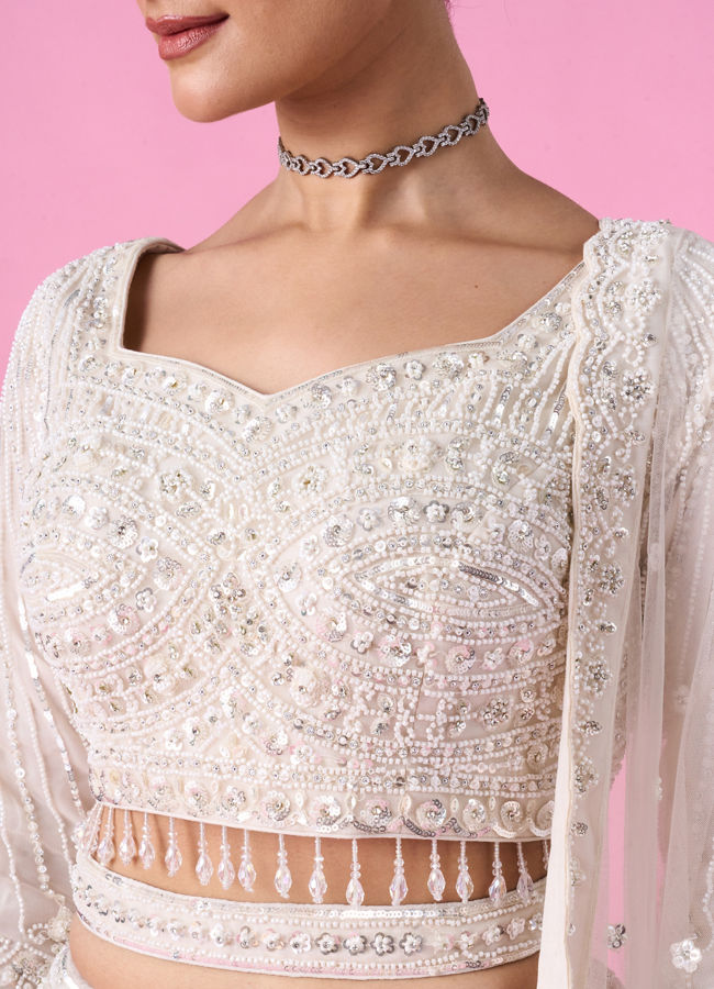 Mohey Women Ethereal Cream Bridal Lehenga