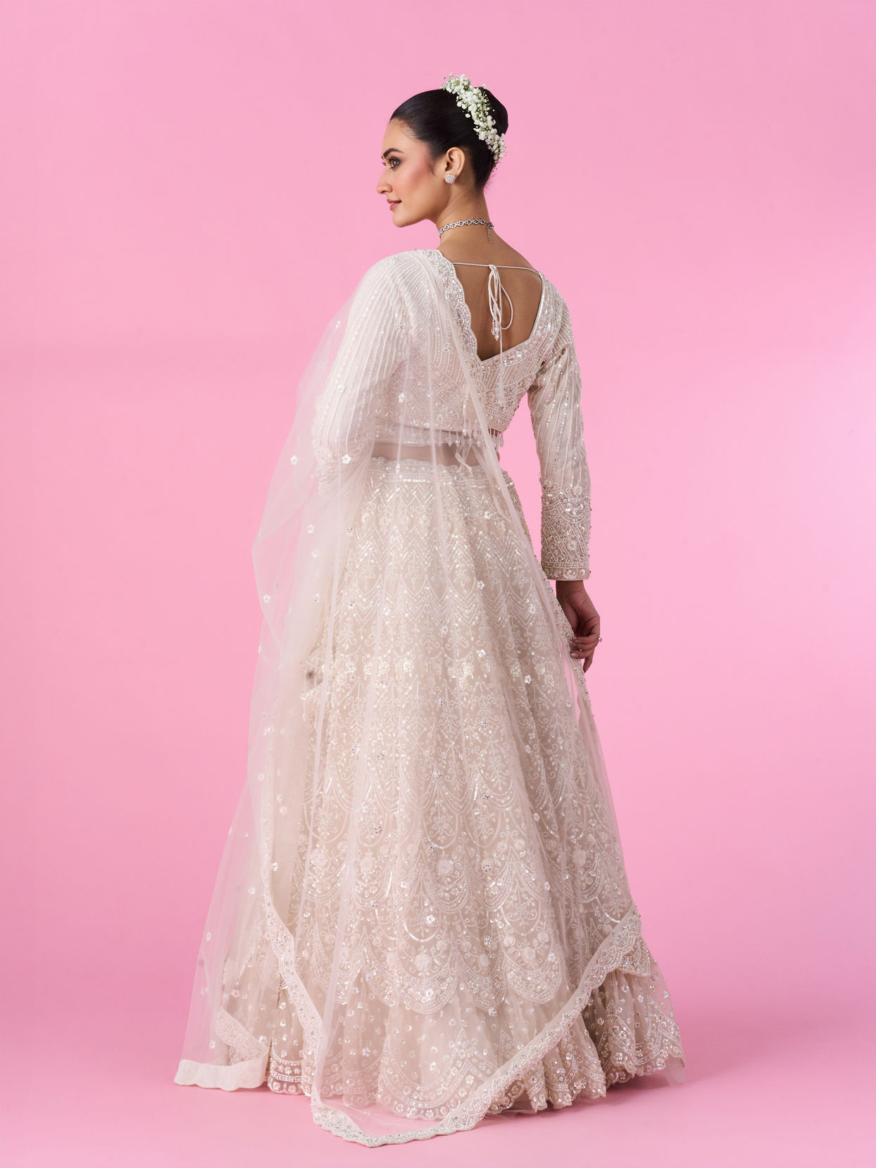 Mohey Women Ethereal Cream Bridal Lehenga