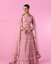 Mohey Women Pink Enchantment Bridal Lehenga