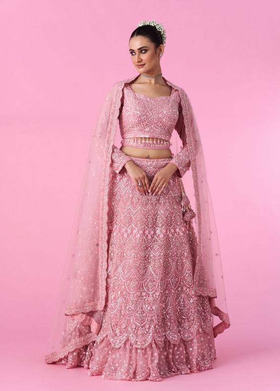Mohey Women Pink Enchantment Bridal Lehenga