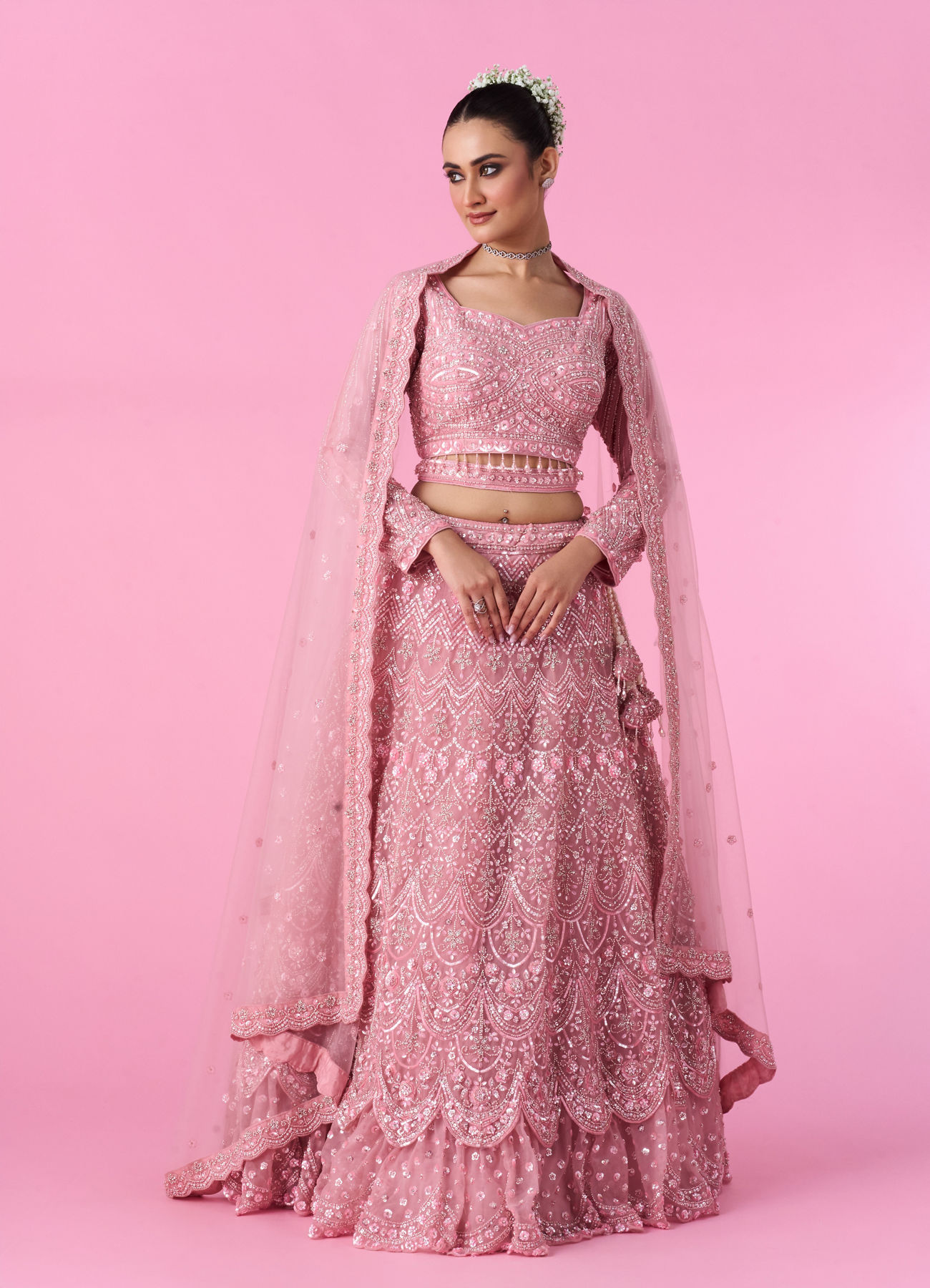 Mohey Women Pink Enchantment Bridal Lehenga
