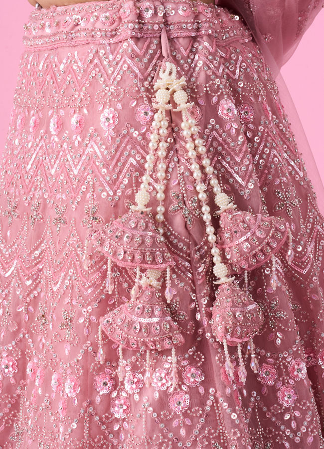 Mohey Women Pink Enchantment Bridal Lehenga