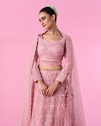 Mohey Women Pink Enchantment Bridal Lehenga
