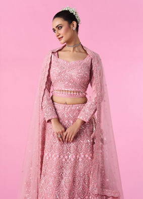Mohey Women Pink Enchantment Bridal Lehenga