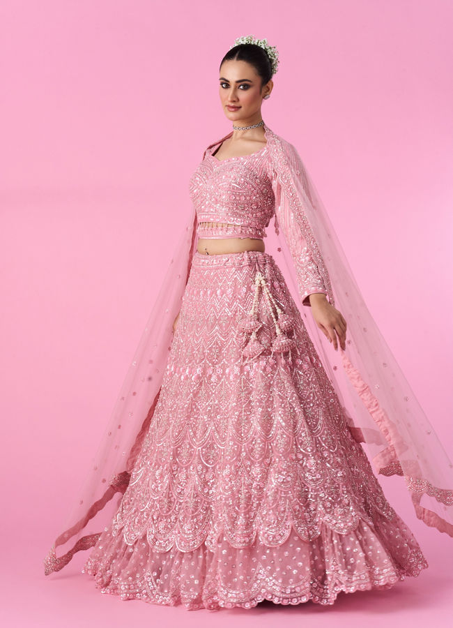 Mohey Women Pink Enchantment Bridal Lehenga