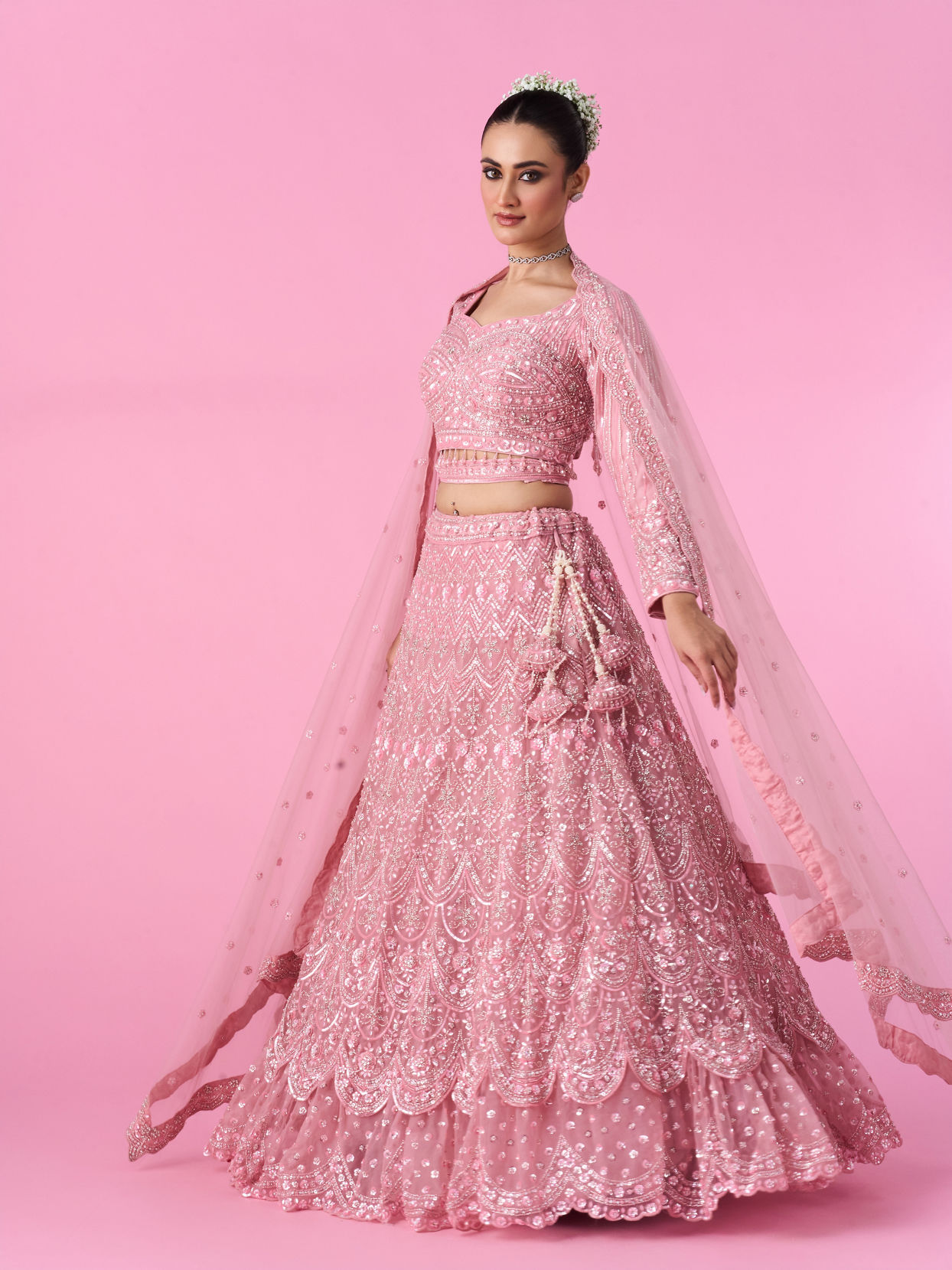 Mohey Women Pink Enchantment Bridal Lehenga