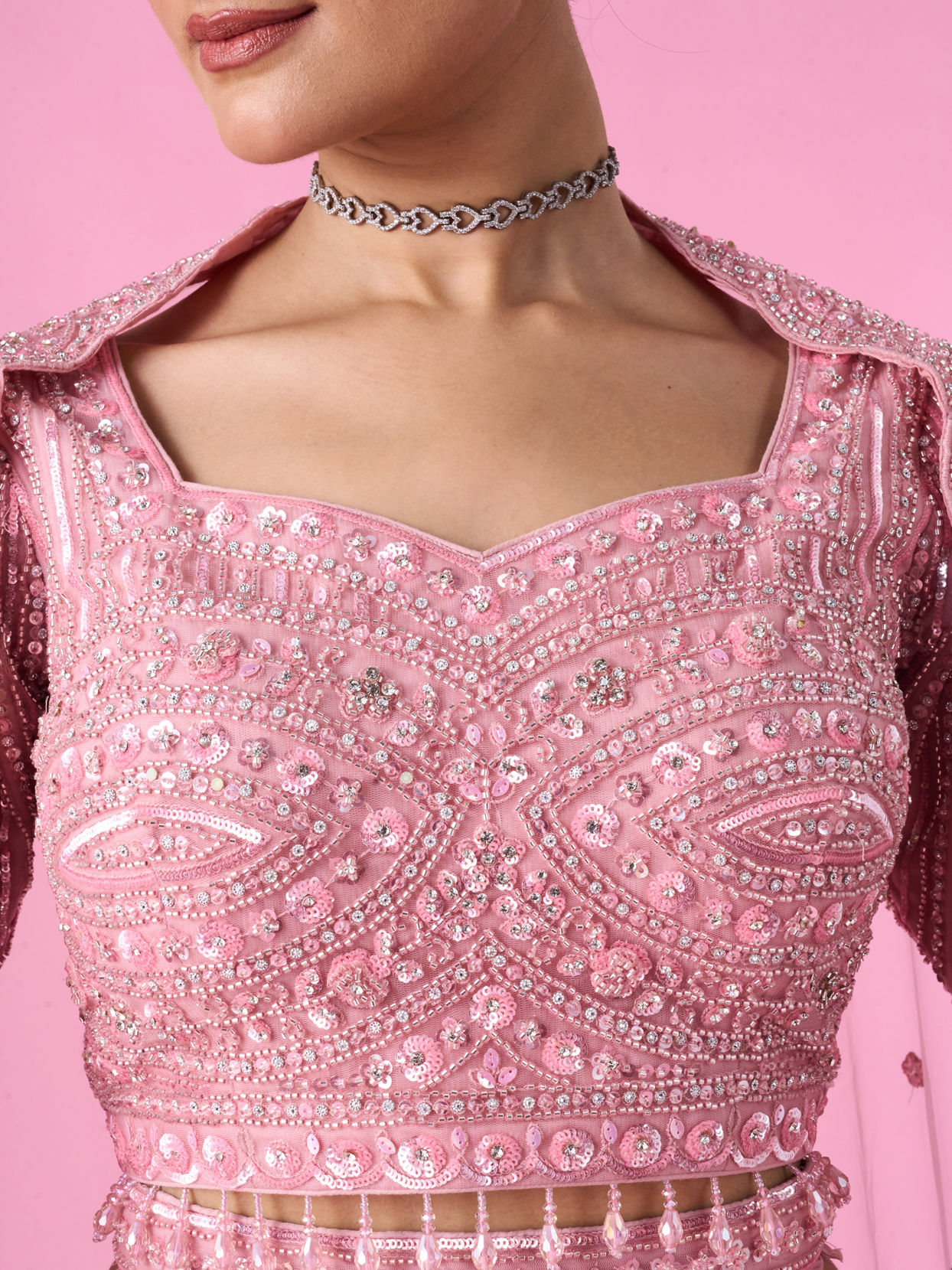 Mohey Women Pink Enchantment Bridal Lehenga