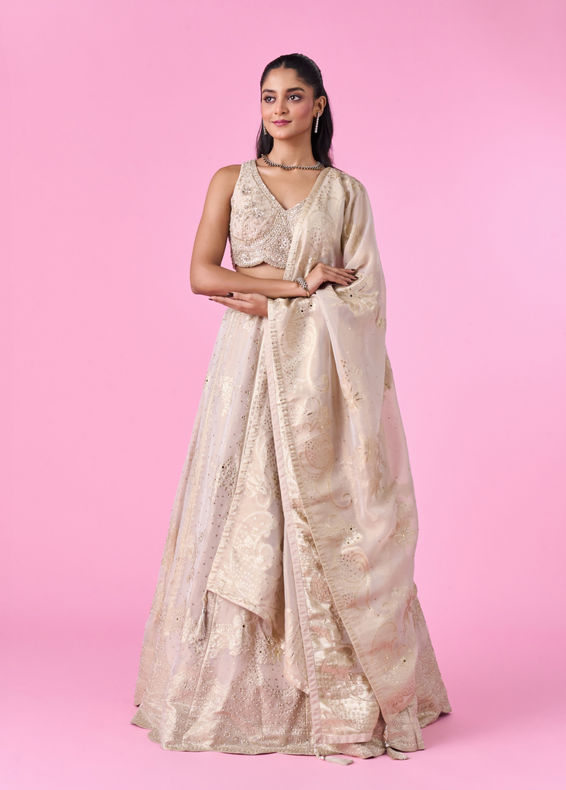 Mohey Women Cream Hues Dreamy Lehenga