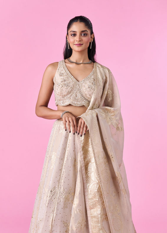 Mohey Women Cream Hues Dreamy Lehenga