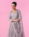 Mohey Women Regal Lilac Net Bridal Lehenga