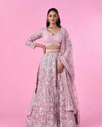 Mohey Women Captivating Pink Bridal Lehenga