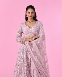Mohey Women Captivating Pink Bridal Lehenga