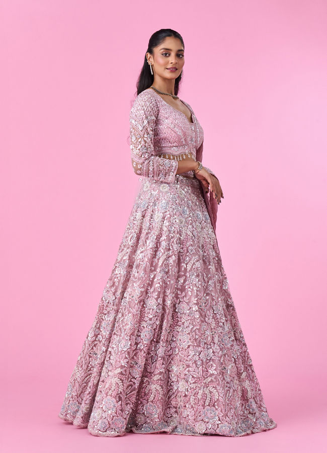 Mohey Women Captivating Pink Bridal Lehenga