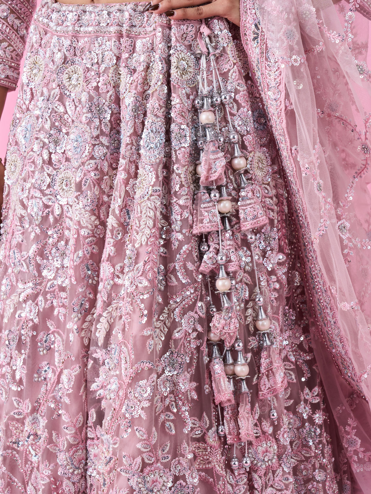 Mohey Women Captivating Pink Bridal Lehenga
