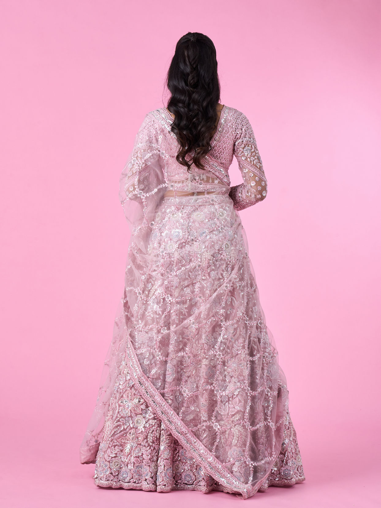 Mohey Women Captivating Pink Bridal Lehenga