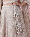Mohey Women Cream Bridal Lehenga Set with Net Fabric