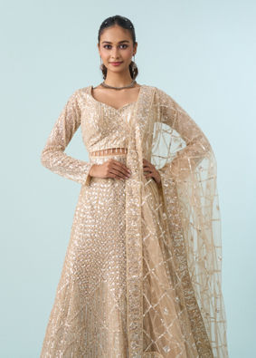 Mohey Women Cream Enchanting Elegance Lehenga