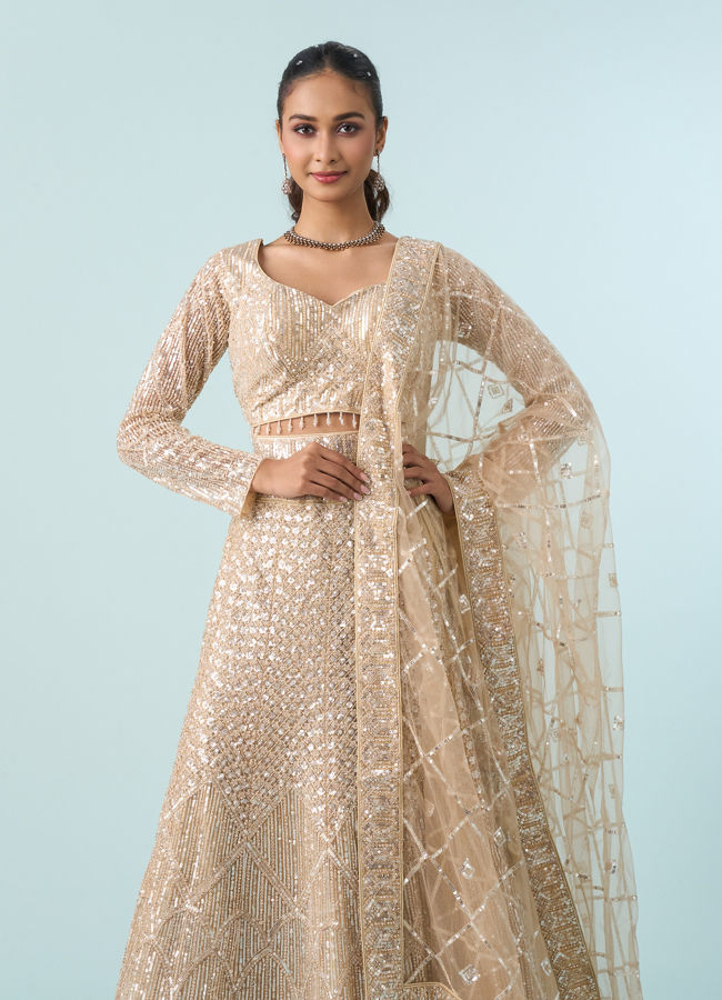Mohey Women Cream Enchanting Elegance Lehenga