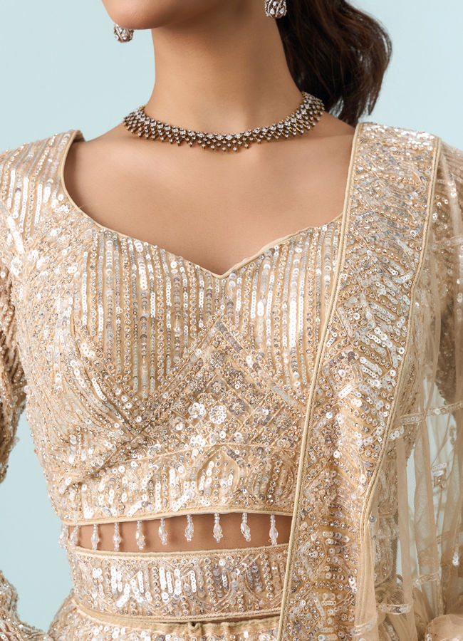 Mohey Women Cream Enchanting Elegance Lehenga