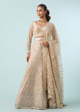 Mohey Women Cream Enchanting Elegance Lehenga