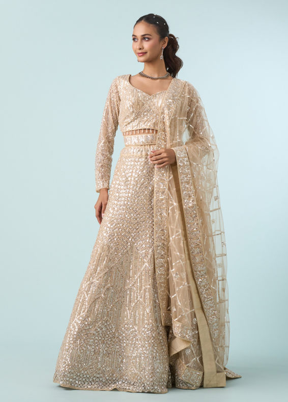 Mohey Women Cream Enchanting Elegance Lehenga