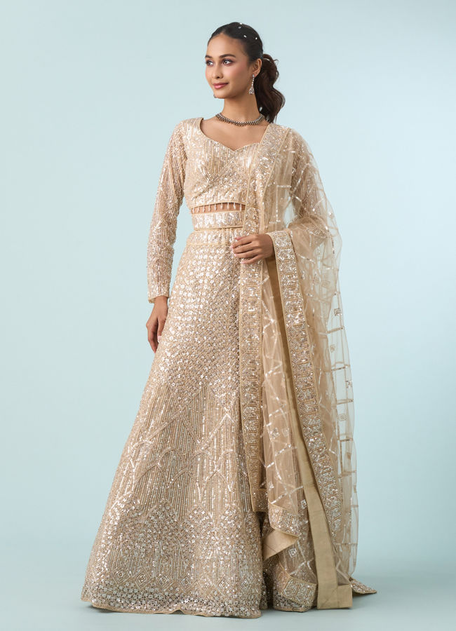 Mohey Women Cream Enchanting Elegance Lehenga