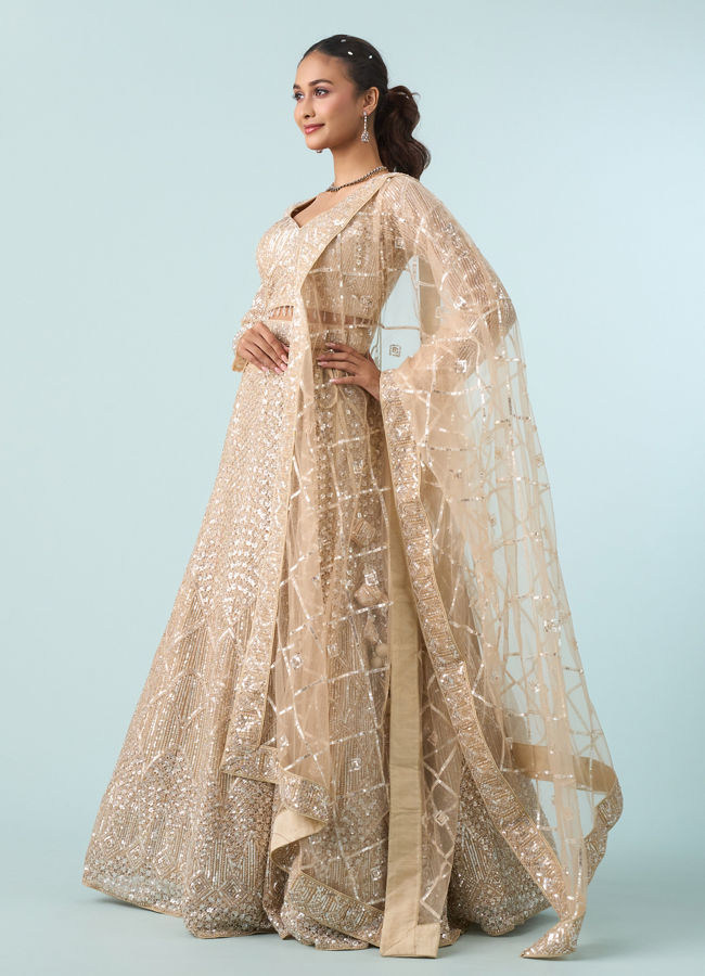 Mohey Women Cream Enchanting Elegance Lehenga