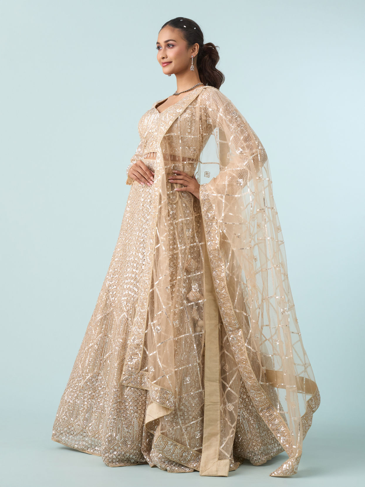 Mohey Women Cream Enchanting Elegance Lehenga