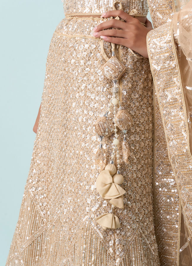 Mohey Women Cream Enchanting Elegance Lehenga