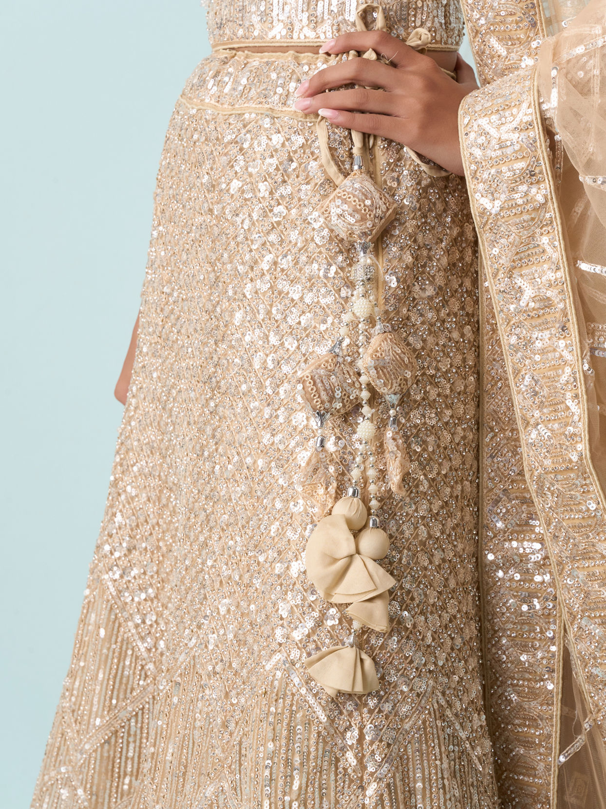 Mohey Women Cream Enchanting Elegance Lehenga