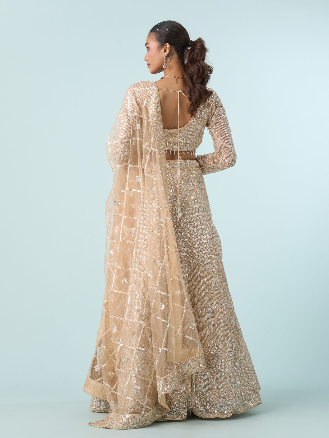 Mohey Women Cream Enchanting Elegance Lehenga