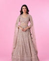 Glamourous Fawn Net Bridal Lehenga