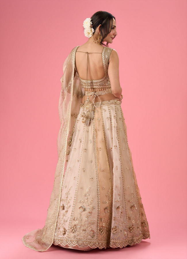 Mohey Women Pristine Cream Organza Lehenga