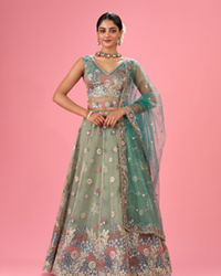 Mohey Women Emerald Bliss Lehenga