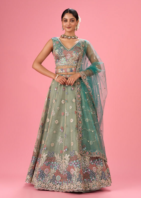 Mohey Women Emerald Bliss Lehenga