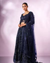 Mohey Women Indigo Blue Art Silk Lehenga with Cutdana Work