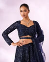 Mohey Women Indigo Blue Art Silk Lehenga with Cutdana Work