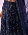 Mohey Women Indigo Blue Art Silk Lehenga with Cutdana Work