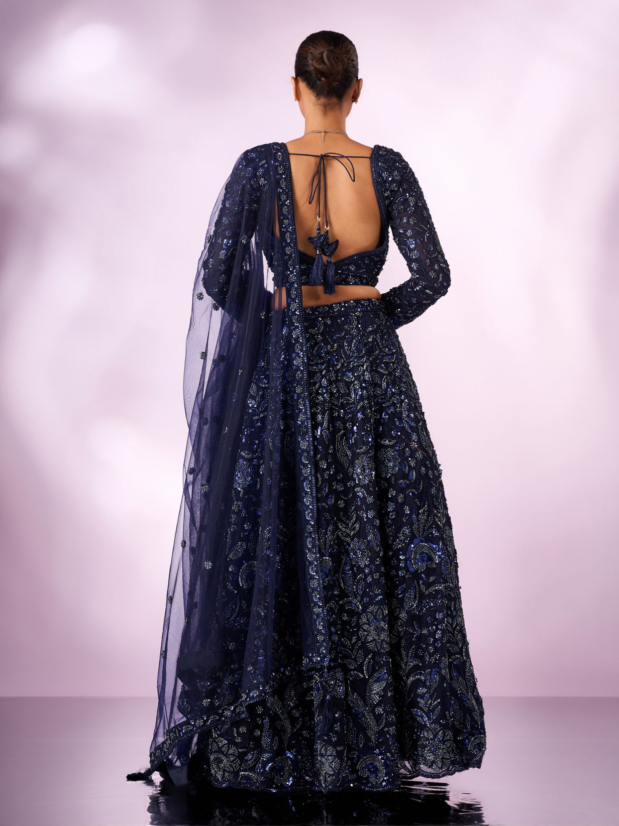 Mohey Women Indigo Blue Art Silk Lehenga with Cutdana Work