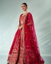 Mohey Women Pink Silk Bridal Lehenga with Moti Work