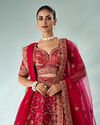 Mohey Women Pink Silk Bridal Lehenga with Moti Work