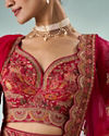 Mohey Women Pink Silk Bridal Lehenga with Moti Work