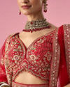 Mohey Women Red Art Silk Lehenga with Mirror Work