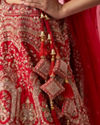 Mohey Women Red Art Silk Lehenga with Mirror Work