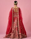 Mohey Women Red Art Silk Lehenga with Mirror Work