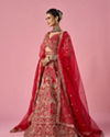 Mohey Women Red Art Silk Lehenga with Mirror Work