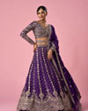 Mohey Women Purple Tissue Lehenga with Stone Work
