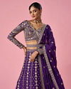 Mohey Women Purple Tissue Lehenga with Stone Work