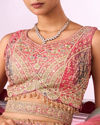 Mohey Women Pink Chinon Lehenga with Mirror Work