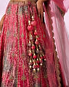 Mohey Women Pink Chinon Lehenga with Mirror Work